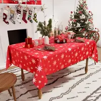 Unyqoos Rode waterafstotende kersttafelkleed met sterrendessin voor feestelijke tafeldecoratie
