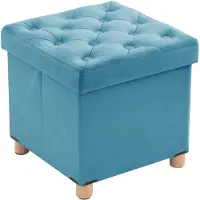 Unyqoos Kruk met opbergruimte en luxe fluwelen afwerking, veelzijdige voetenbank voor elke ruimte, 40 x 40 x 40 cm