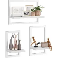 Unyqoos Moderne set van 3 zwevende wandplanken voor multifunctionele opslag en decoratie in huis