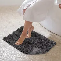 Unyqoos Grijze microvezel badmat met antislip en hoog absorptievermogen voor badkamer