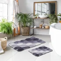 Unyqoos Antislip Ovale Badmatset voor Veiligheid en Comfort in de Badkamer, 2-Delig, Wasbaar Grijs Tapijt