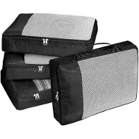 Unyqoos Set van 4 kofferorganizers van nylon met ademend mesh, dubbele rits en handgreep – reistassen voor kleding, schoenen en accessoires