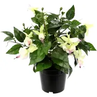 Unyqoos Kunstfuchsia – levensechte kunstbloem in pot, fuchsia, gemakkelijk in onderhoud, ongeveer 30 cm, decoratie voor woonkamers, kantoren en evenementen