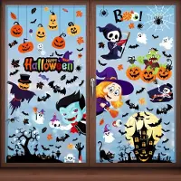 Unyqoos Dubbelzijdige Halloween raamstickers met schattige cartoons, 133 stuks