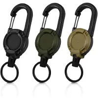 Unyqoos Uittrekbare Sleutelhanger Set van 3 met Stevige Karabijnhaak en 60 cm Stalen Kabel voor Buitenactiviteiten