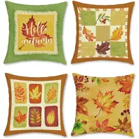 Unyqoos Set van 4 decoratieve kussenslopen met herfstmotief voor binnen en buiten