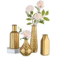 Unyqoos Set van vier elegante gouden glazen vazen voor veelzijdige decoratie
