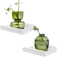 Unyqoos Set van Twee Witte Wandplanken van Massief Hout voor Decoratie en Opslag