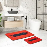 Unyqoos Stijlvolle en Zachte Badkamermatten Set met Kattenmotief voor Veiligheid en Comfort