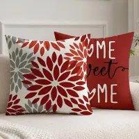 Unyqoos Set van 2 decoratieve kussenslopen met dahlia-ontwerp voor binnen en buiten