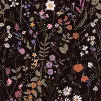 Unyqoos Zelfklevend bloemenbehang met wildhout en madeliefjes voor muurdecoratie