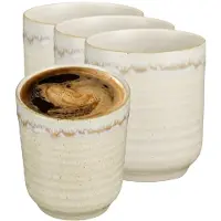 Mica Decorations Koffiemok / theemok Ethan - 4x - creme - zonder oor - 9 x 8 cm - mokken - keramiek