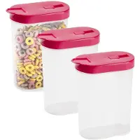 PlasticForte Voedsel opslag container model strooibus - 3x - roze - 1000 ml - kunststof - 15 x 7 x 19 cm