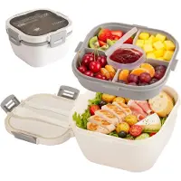 Unyqoos Grote lekvrije lunchbox met vakken en bestek voor werk en school