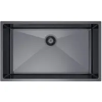VBChome Keukenwastafel, 74x44 cm, roestvrij staal, grafietkleur, zonder afvoerbak, 1 kom, inbouwmodel, diepte 21 cm, minimale kastmaat 80 cm, onderbouwmodel