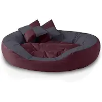 OEM Grote, ovale hondenbank XL, bordeauxrood/grijs