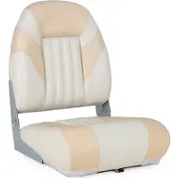 BREG Opklapbare Bootstoel - Hoge Rugleuning - Ivoor Beige - Marine Vinyl - Ergonomisch