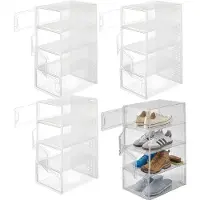 Kipit Schoenenrek / kast - 4x - wit - 4 niveaus - 33 x 23 x 14 cm - stapelbaar - organizer