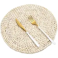 Unyqoos Set van twee handgemaakte rotan placemats voor een natuurlijke tafeldecoratie