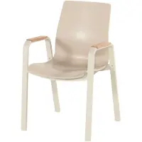 Hartman Tuinstoel Flow Stackable Armchair With Teak Look Armrests Sand Frame Beige Seat