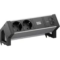 Bachmann DESK2 ALU BLACK 2xCEE7/3, 1xUSB C/C 45W L=0,2m RAL9005