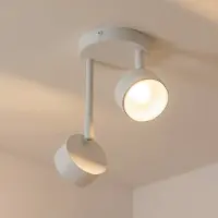 Sigma Plafondspot Nemo, 2-lamps, wit, beweegbaar, GX53 dimbaar, wit / opaal, Woon-/ Eetkamer, metaal, Modern, buitenspot