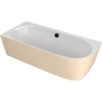 Polysan Sussi L kunstmarmer vrijstaand hoekbad 160x70x50cm, wit/mat beige