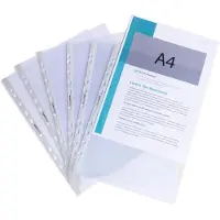 Exacompta 10x Pak van 100 geperforeerde showtassen - gladde PP 12/100ste - superieure kwaliteit - universele perforatie 11 gaten - A4 - Transparant - 5901E