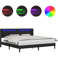 Syfax Bedframe met LED-stripverlichting Zwart 180 x 200 cm Kunstleer