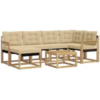 vidaXL Buiten bank set 7 st Wit en Beige