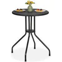 Relaxdays tuintafel - 73x60 cm - rotanlook - kunststof & metaal - 2 personen - balkontafel - zwart