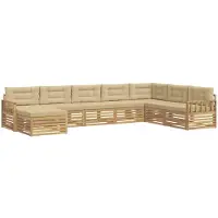 vidaXL Buiten bank set 8 st Wit en Beige Massief Acacia Hout