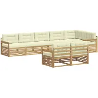 vidaXL Tuinset met 8 zitplaatsen, wit en crème, polyester