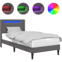 vidaXL Bedframe met LED-stripverlichting Grijs 80 x 200 cm Kunstleer