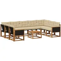 vidaXL Buiten bank set 10 st Natuurlijk en Beige