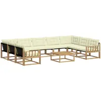 vidaXL Buiten bank set 10 st Wit en crèmekleurig