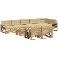 vidaXL Buiten bank set 9 st Wit en Beige Polyester