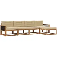 vidaXL Buiten bank set 5 st Natuurlijk en Beige