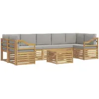 vidaXL Buiten bank set 8 st Wit en Lichtgrijs Polyester