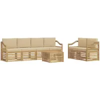 vidaXL Buiten bank set 7 st Wit en Beige Polyester