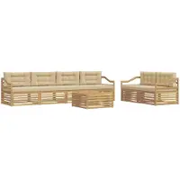 vidaXL Buiten bank set 7 st Wit en Beige Polyester