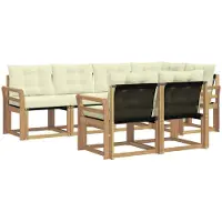 vidaXL Buiten bank set 7 st Wit en crèmekleurig