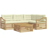 vidaXL Tuinset met 5 zitplaatsen, wit en crème, polyester