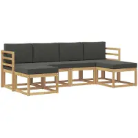 vidaXL Buiten bank set 6 st Wit en antracietkleurig Polyester