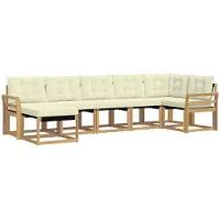 vidaXL Buiten bank set 7 st Wit en crèmekleurig
