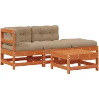 vidaXL Tuin loungeset, 4-delig, donkerbruin, massief grenenhout