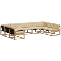 vidaXL Buiten bank set 9 st Wit en Beige