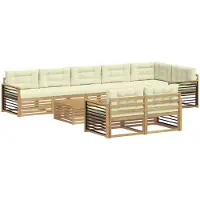 vidaXL Buiten bank set 9 st Wit en crèmekleurig Polyester