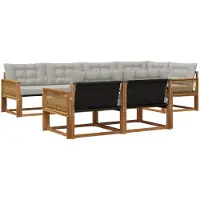 vidaXL Buiten bank set 7 st Naturel en lichtgrijs