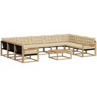 vidaXL Buiten bank set 10 st Wit en Beige